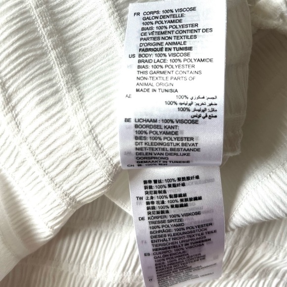 Sandro white viscose textured tuxedo style long sleeve women’s top size 2 - Picture 11 of 14